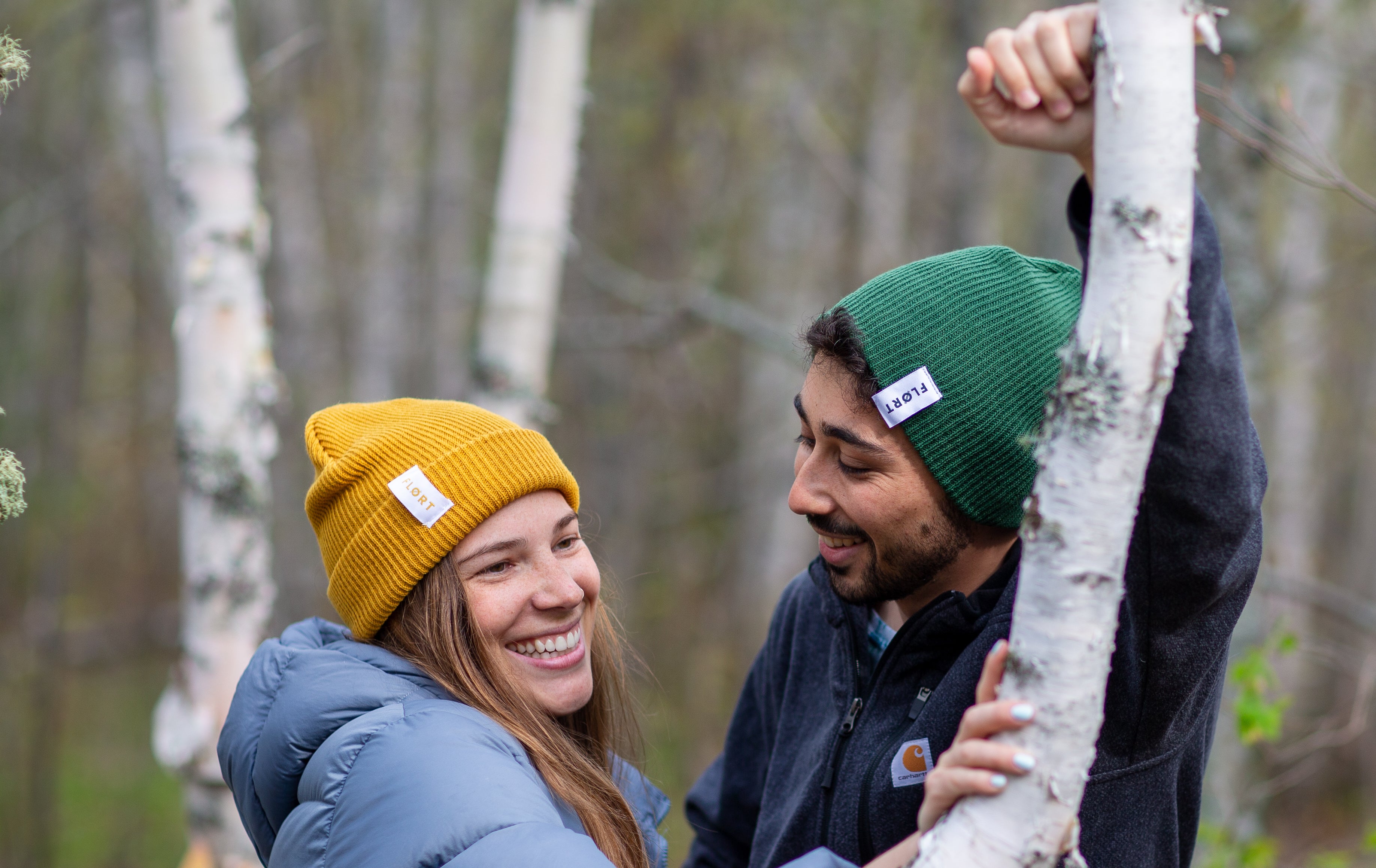 FLØRT yellow and green beanies